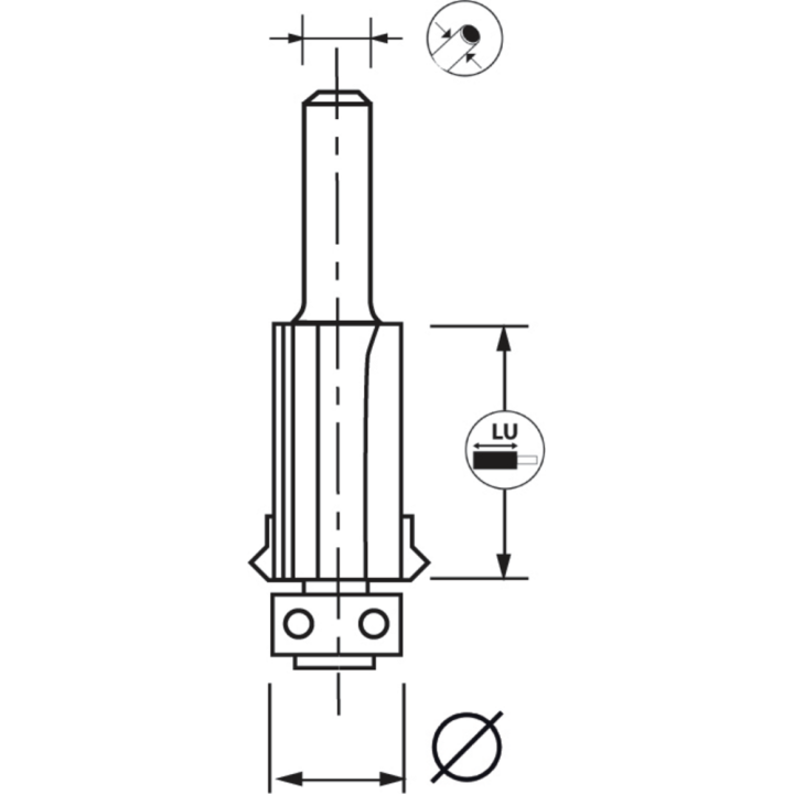 Mèche d'affleureuse avec joint en  v  + guide