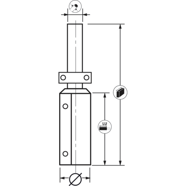 Trimmer drill bit with reversible inserts + upper guide