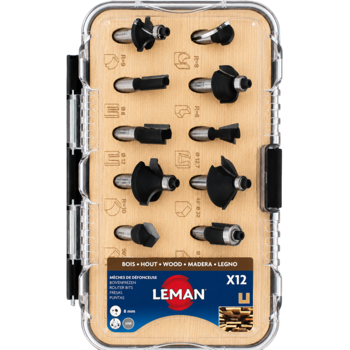 Coffret de 12 mèches de défonceuse