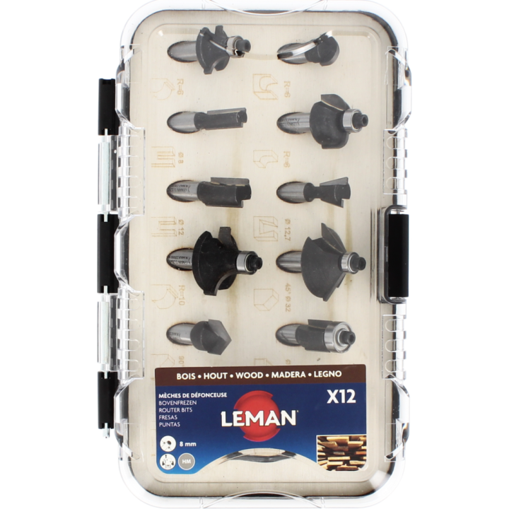 Coffret de 12 mèches de défonceuse