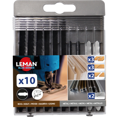 Coffret assortiment 5 lames de scie sauteuse universelles emmanchement t