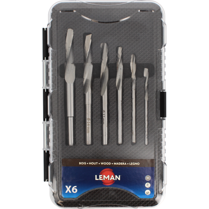 Box of 6 spiral mortise drill bits