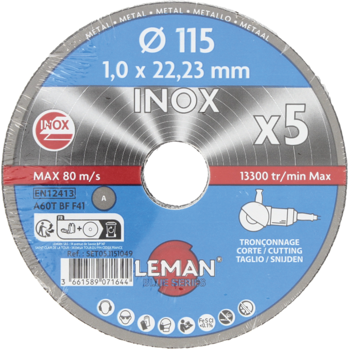 Pack 5 disques tronçonnage inox