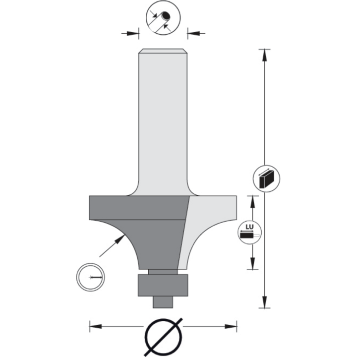 MÈche pour dÉcoupe arrondie + guide  delrin