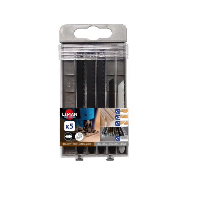 Coffret assortiment 5 lames de scie sauteuse universelles emmanchement t