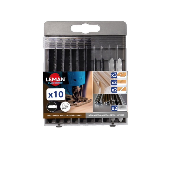 Coffret assortiment 5 lames de scie sauteuse universelles emmanchement t