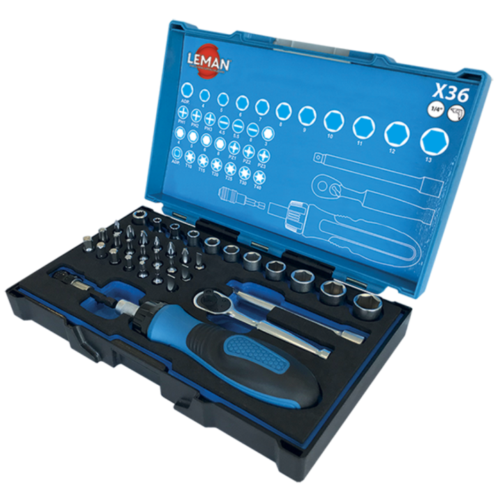 Coffret de douilles 14'' + embouts 36 piÈces