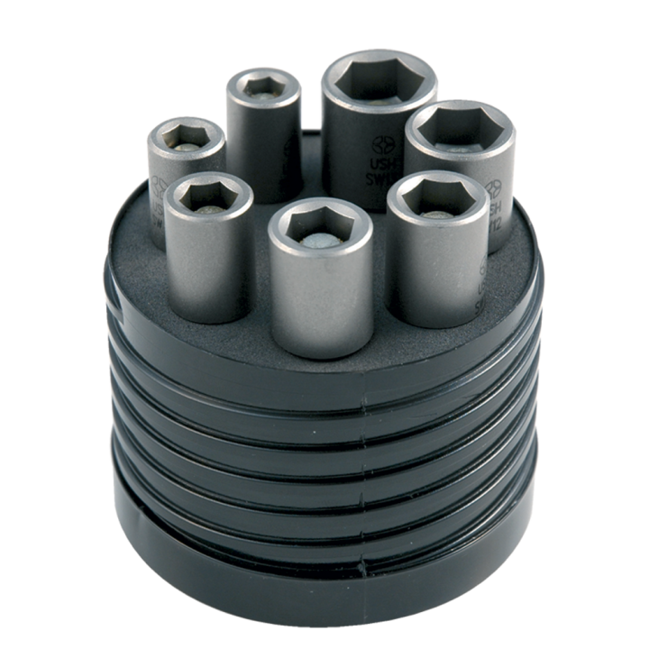 Caja de 7 llaves de vaso hexagonales 14'' 50 mm